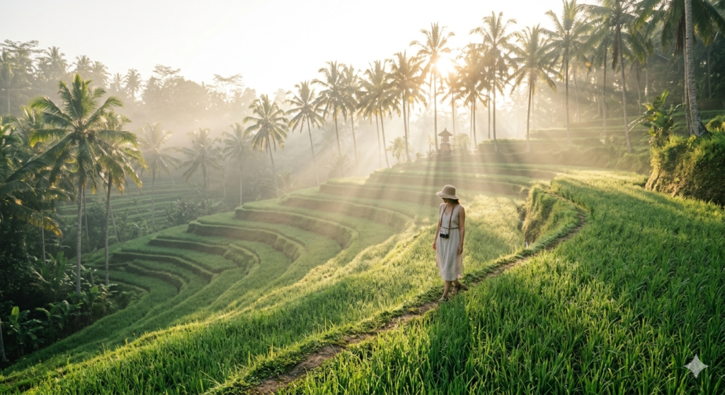 Sunrise at Tegalalang Rice Terrace Ubud - Essential sight in any Bali travel guide.
