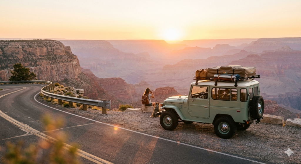 Modern adventurer planning a road trip with a scenic mountain backdrop - Exproly Guide.